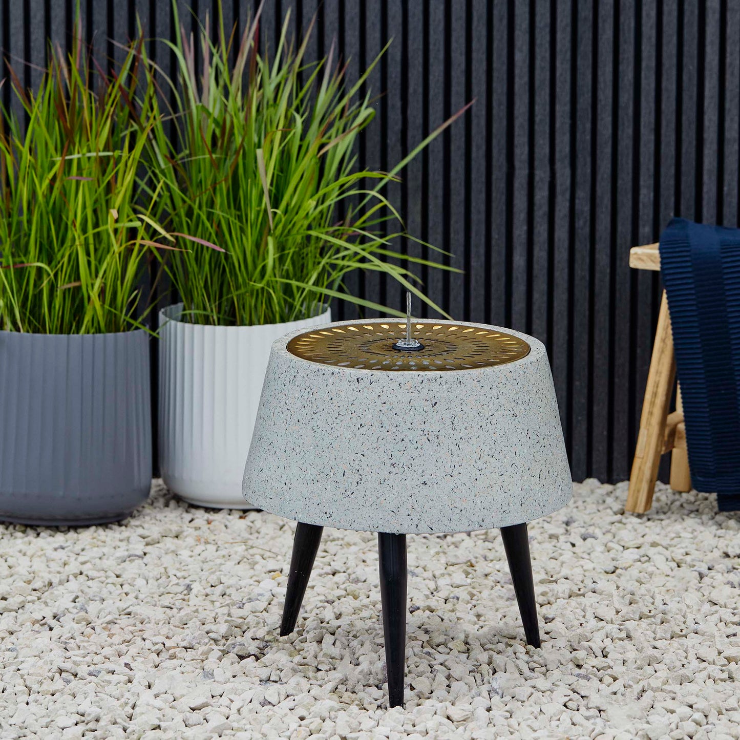 Solis Water Feature on Black Legs with Light Display