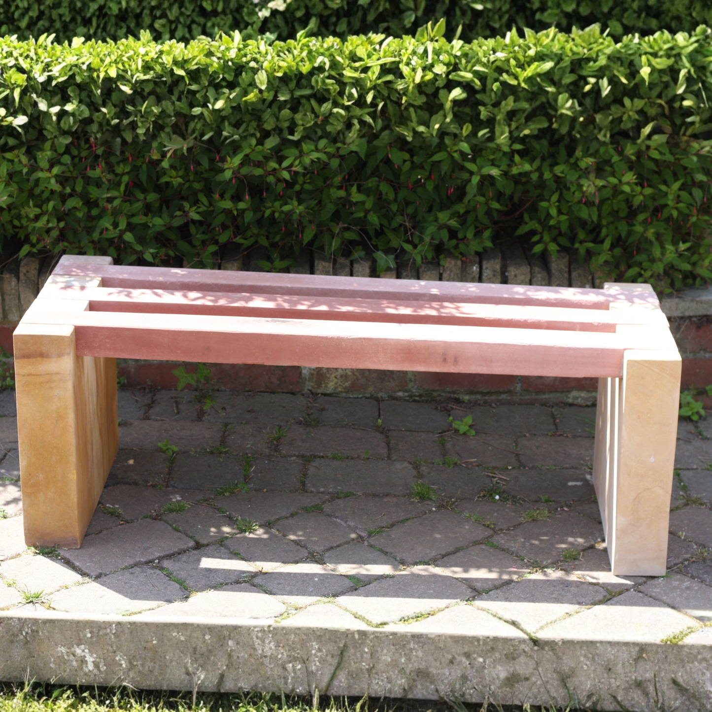 Teakwood and Red Stone Bench 5066 2