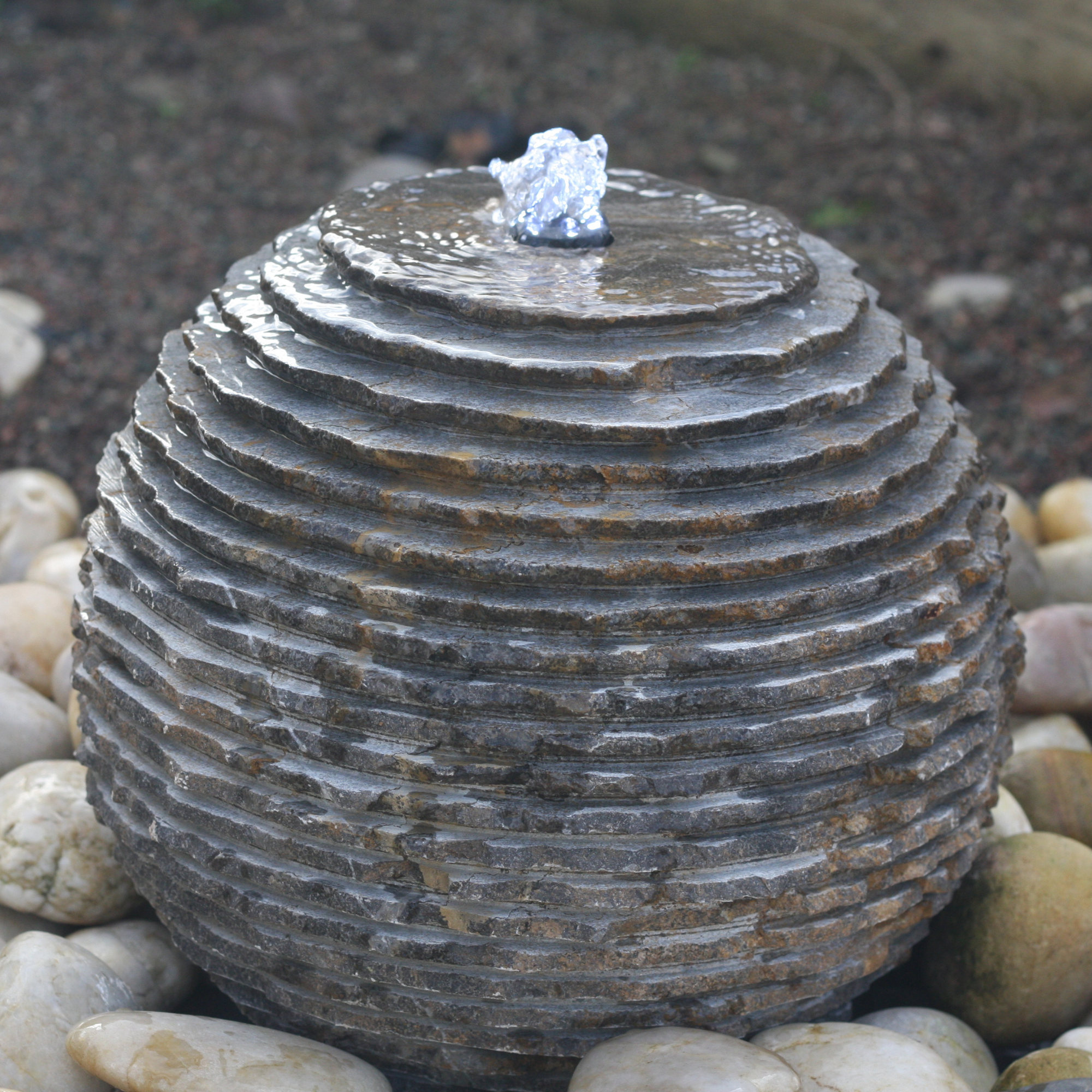 Limestone Sphere Cascading Limestone Sphere Black – Regal Gardens