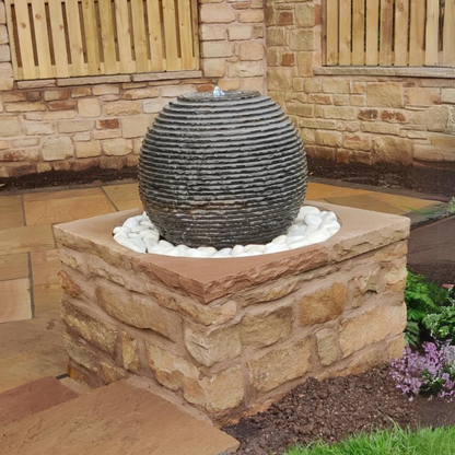 Cascading Limestone Sphere Black