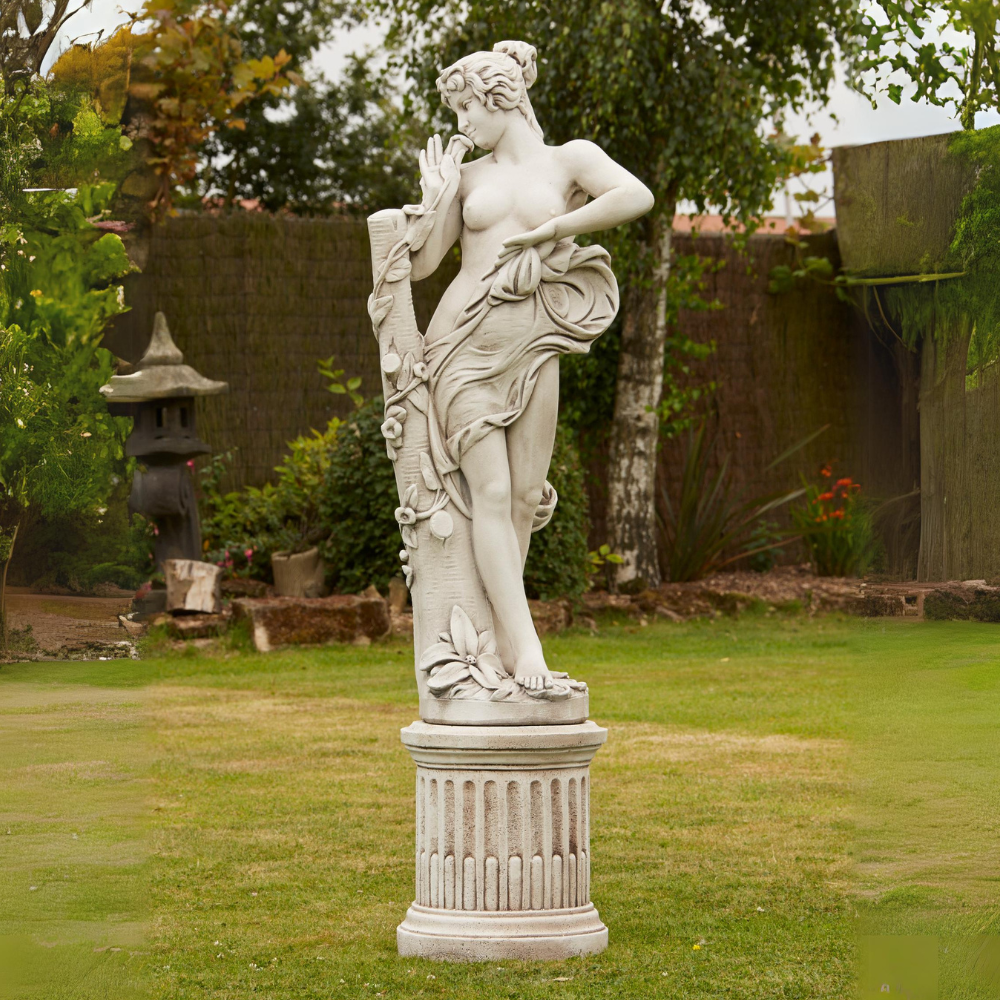 Annabel Garden Statue On Plinth Decoration