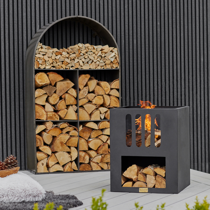 Archway Sculptural Log Storage Natural Black 2863372