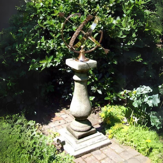 Baluster Large Stone & Brass Armillary