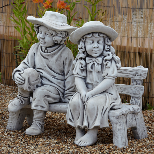 Town Boy and Girl Garden Ornament Sculpture