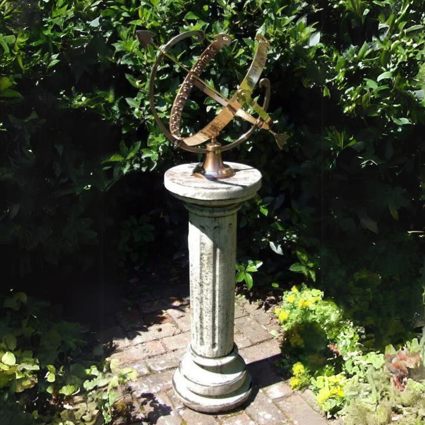 Brighton Large Armillary Stone & Brass Garden Ornament