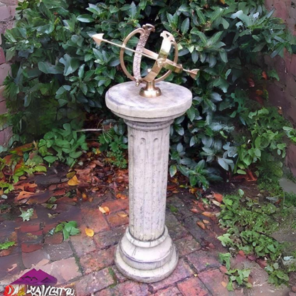 Brighton Medium Armillary Stone & Brass Garden Ornament