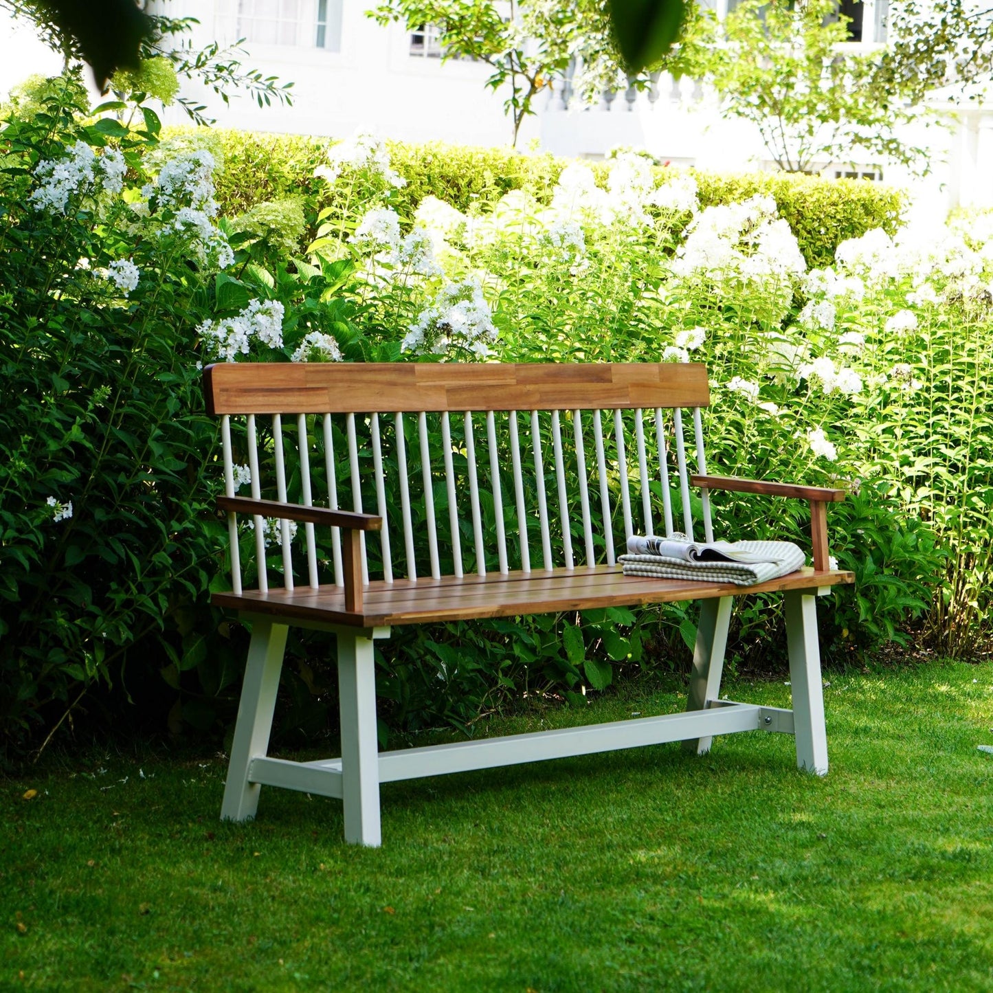 Broadway Acacia Wood Cream Garden Bench