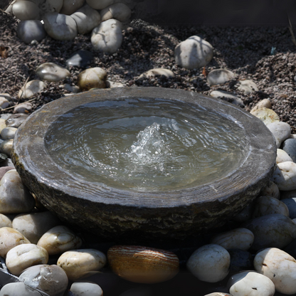 Bubbling Bowl Water Feature in Black Limestone