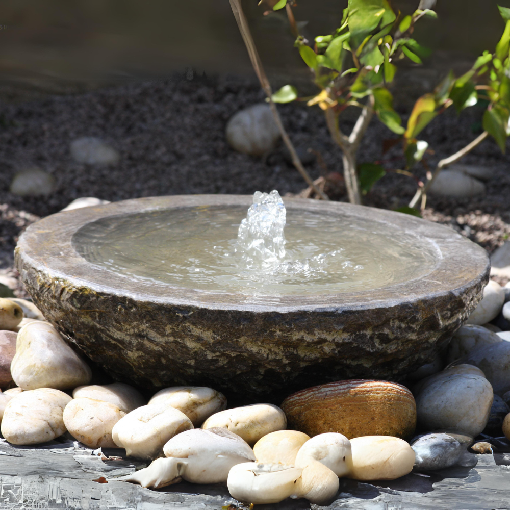 Bubbling Bowl Water Feature in Black Limestone