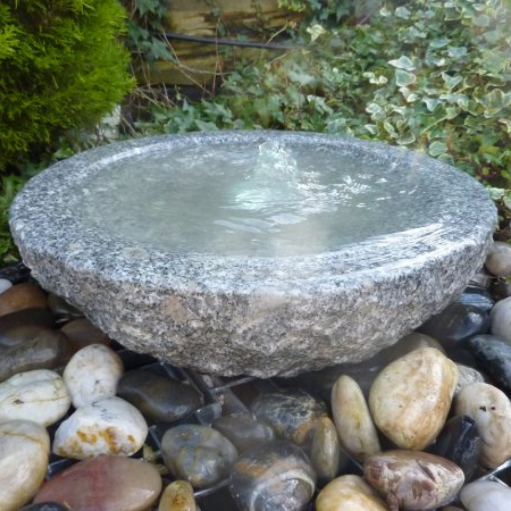 Large Bubbling Bowl Water Feature In Grey Granite