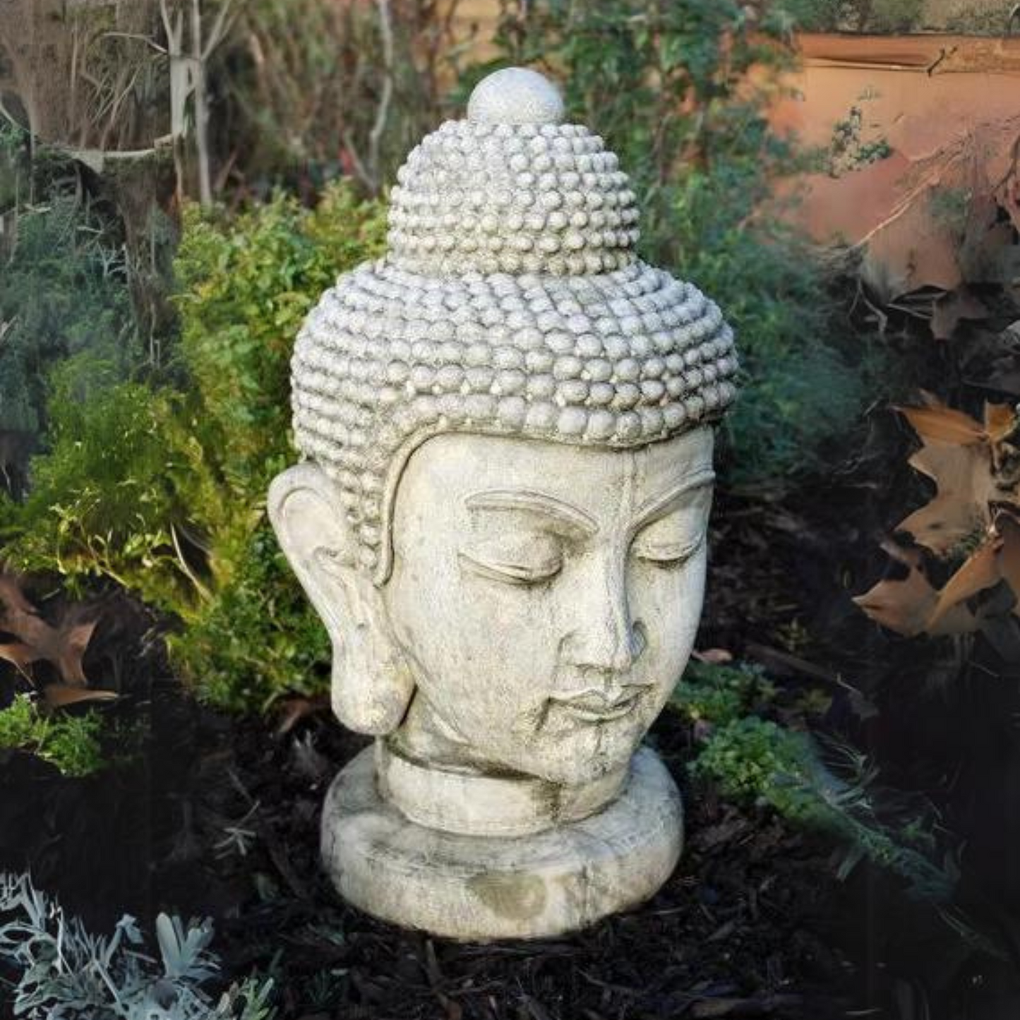 Buddha Head Oriental Stone Garden Ornament