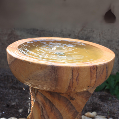 Cascading Twist Column with babbling bowl Rainbow Sandstone Garden Water Feature