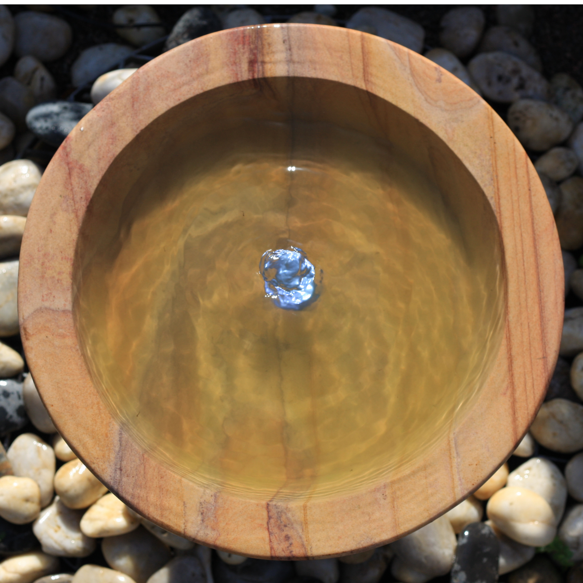 Cascading Twist Column with babbling bowl Rainbow Sandstone Garden Water Feature