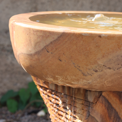 Cascading Twist Column with babbling bowl Rainbow Sandstone Garden Water Feature