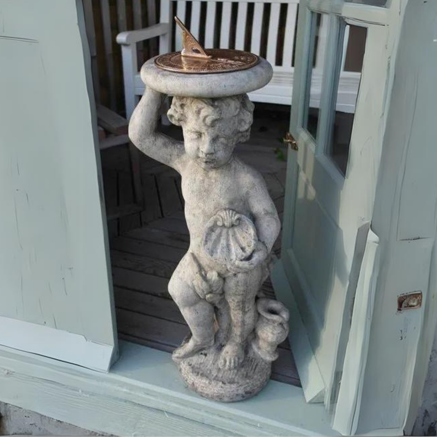 Cherub Stone & Aged Brass Sundial