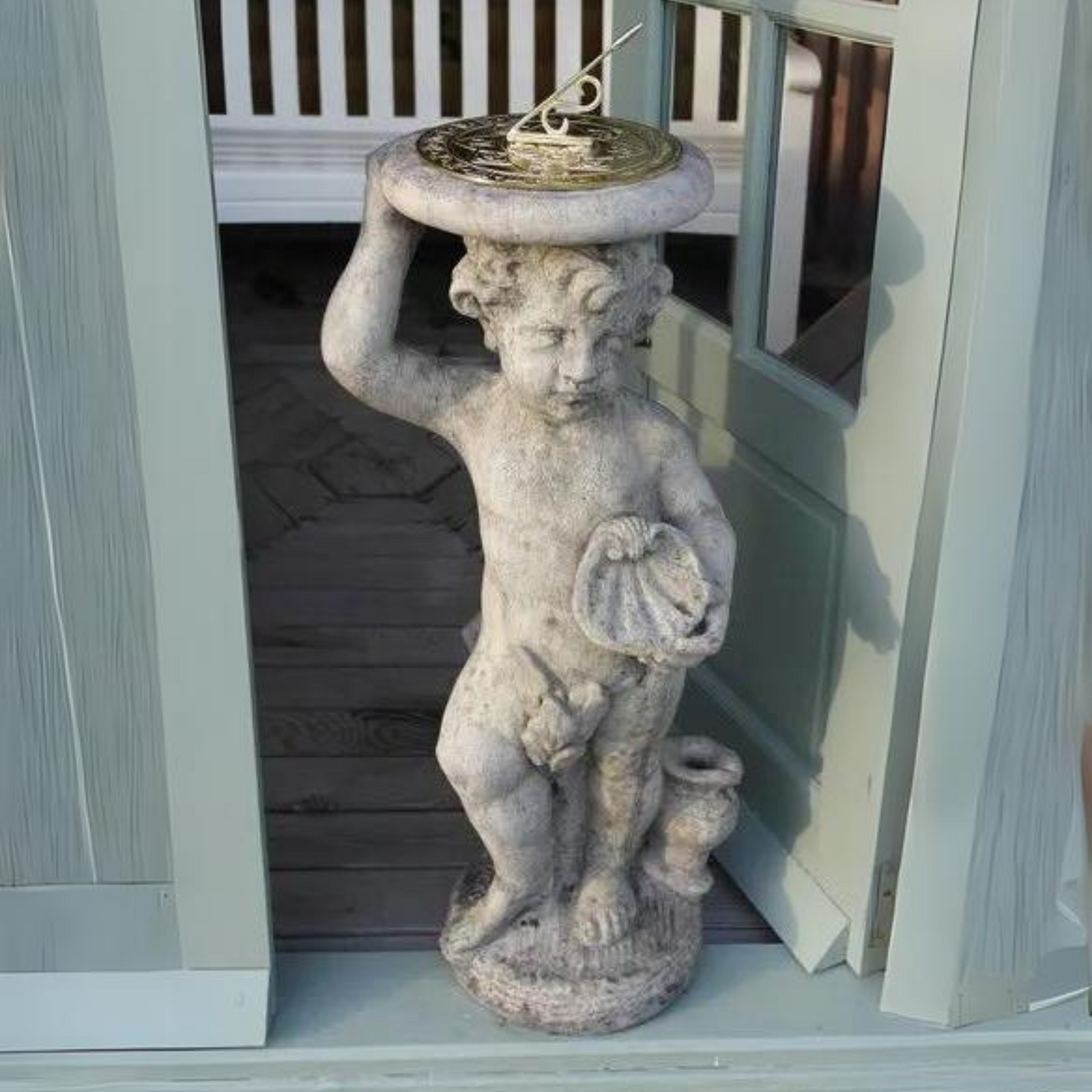 Cherub Stone & Brass Sundial