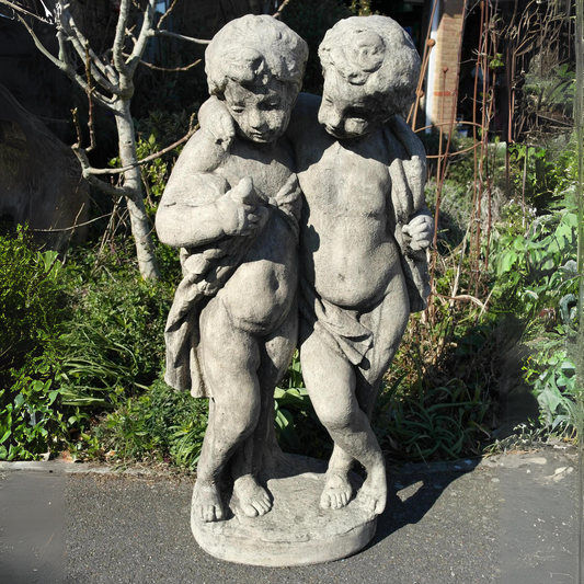 Cherub Twins Large Stone Sculpture