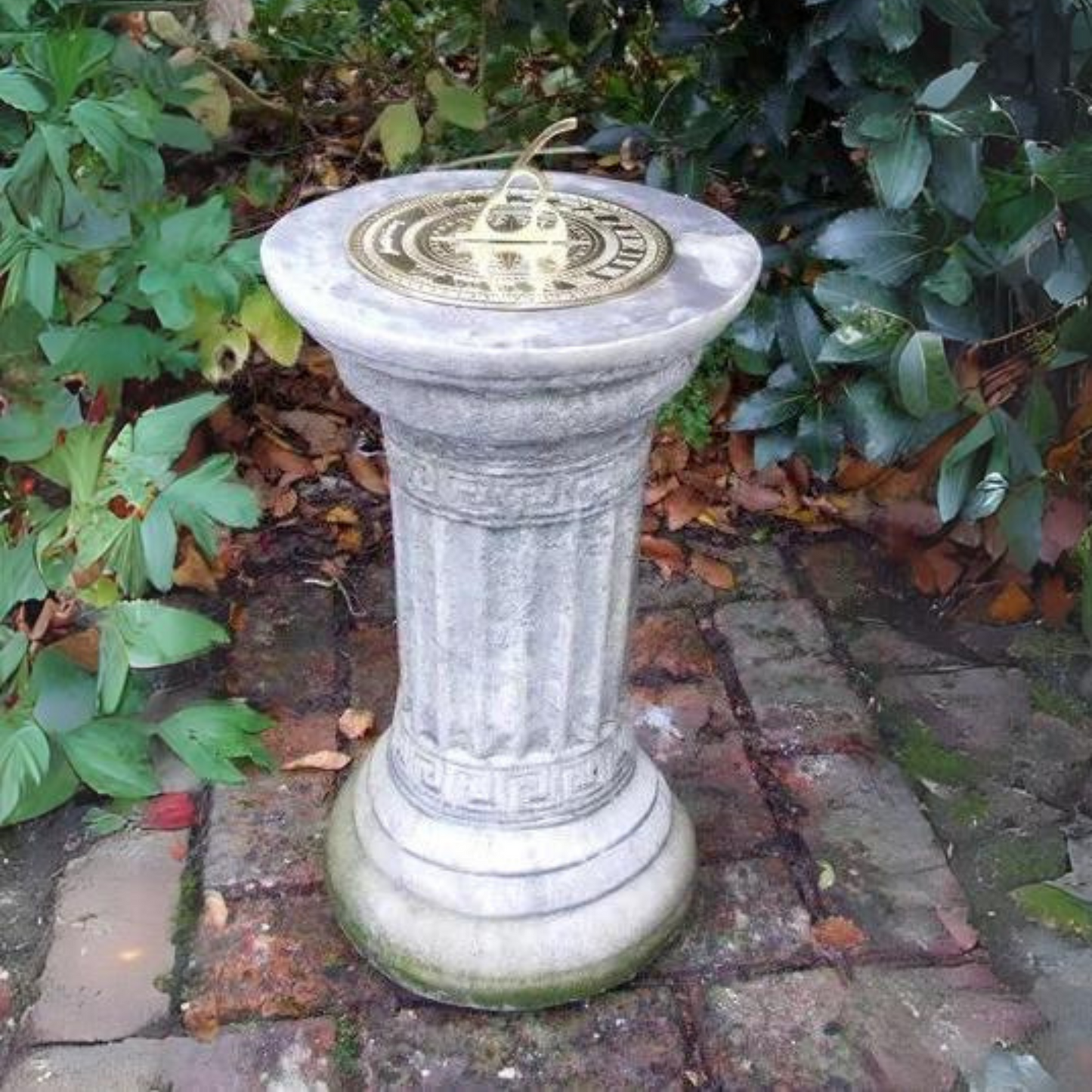 Classical Sundial Stone & Brass Garden Ornament