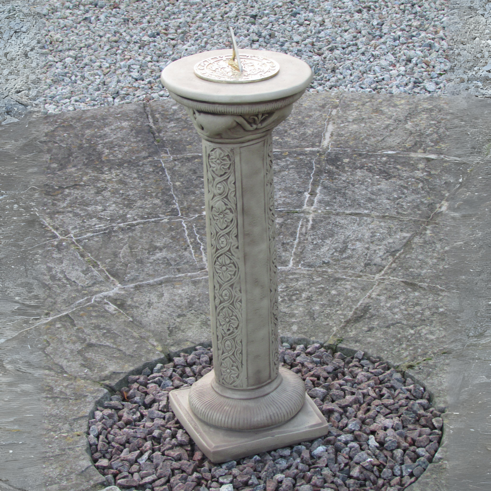 Column & Flower Sundial Garden Ornament