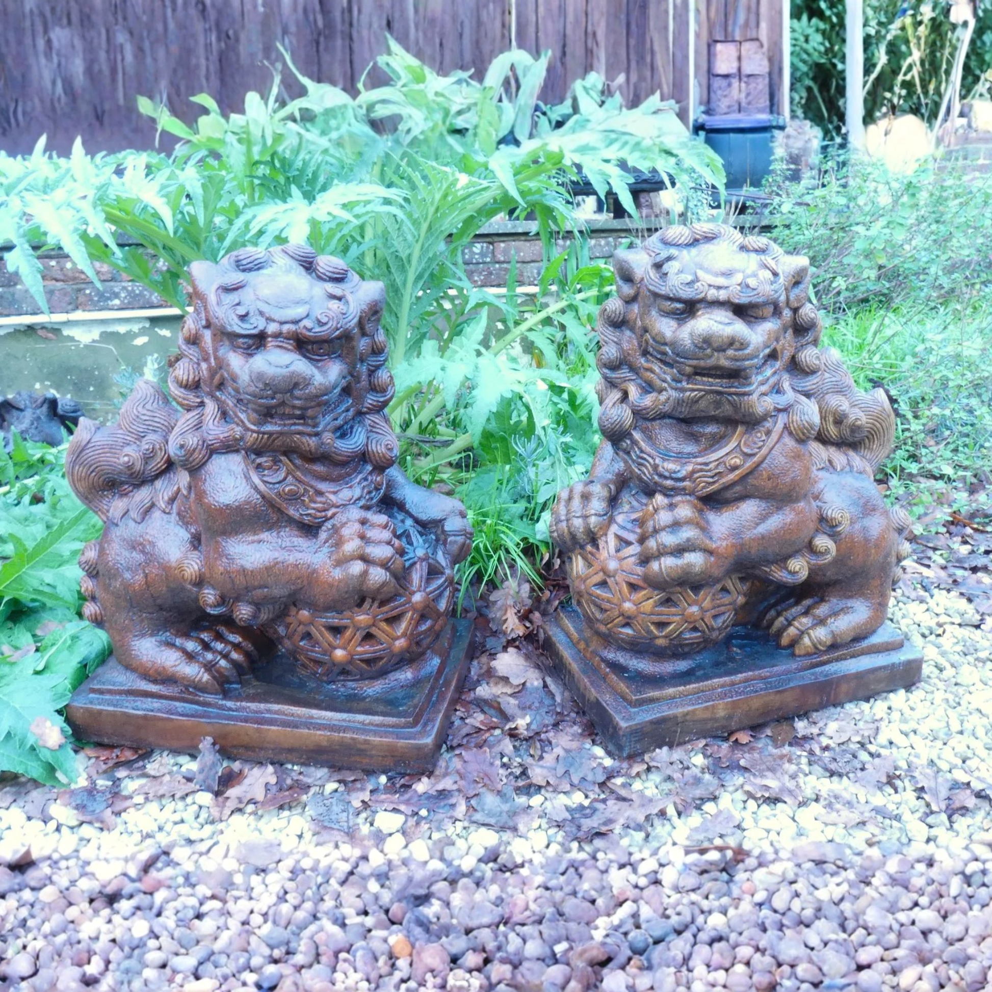 Foo Dog Pair Garden Ornaments