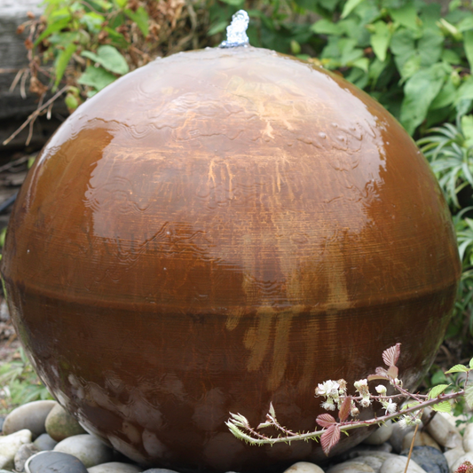 Corten Steel Sphere Garden Water Feature