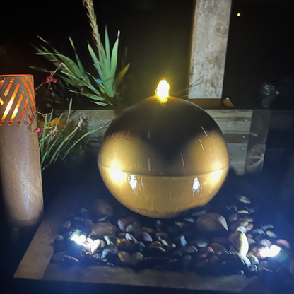 Corten Steel Sphere Garden Water Feature