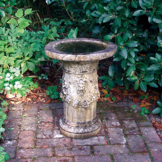 Draped Pan Stone Birdbath