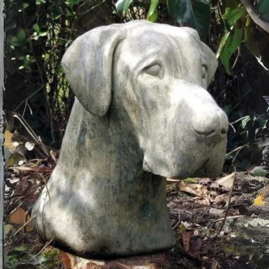 Great Dane Stone Head Garden Ornament