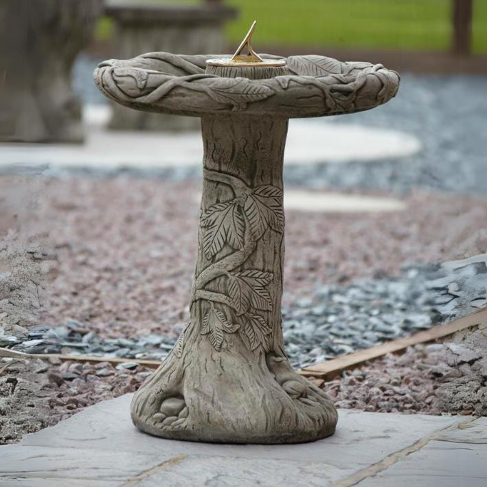 Ivy Sundial Bird Bath Garden Ornament