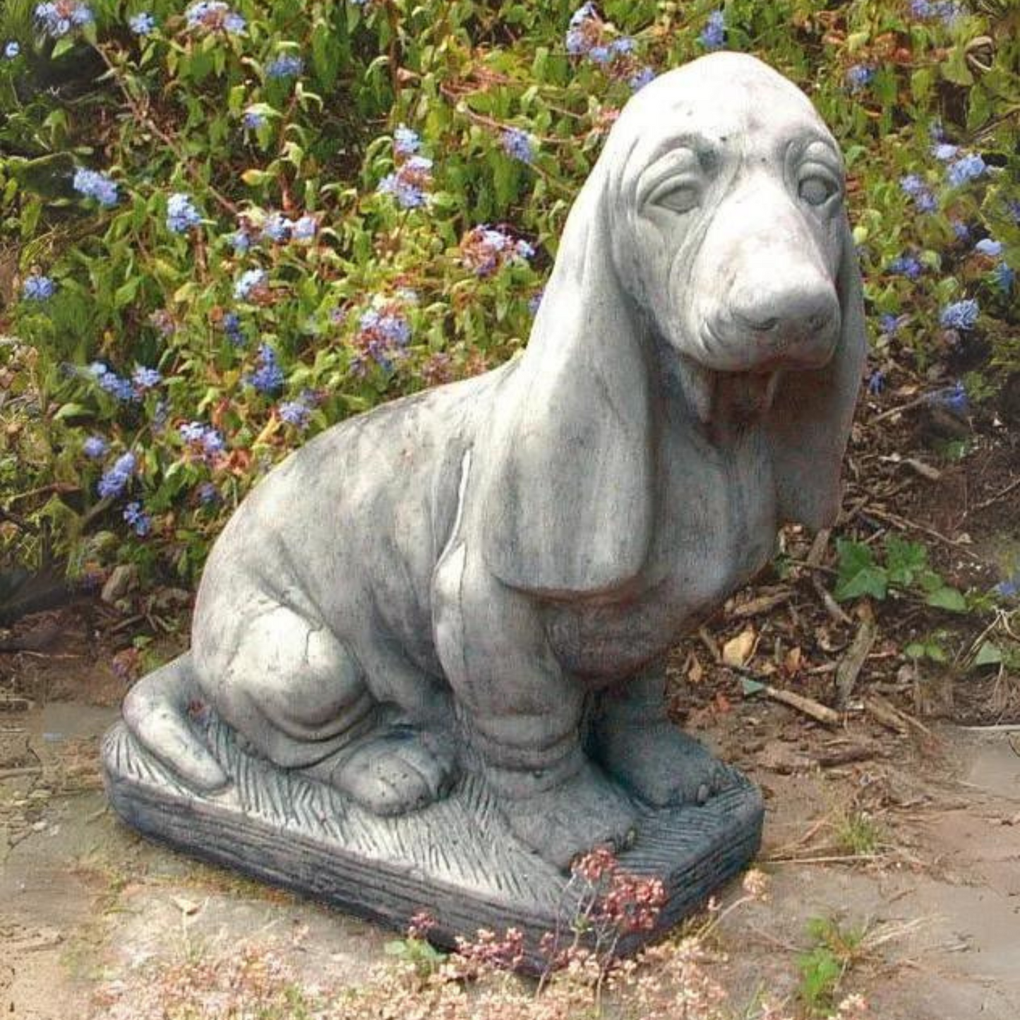 Large Basset Hound Dog Stone Garden Ornament