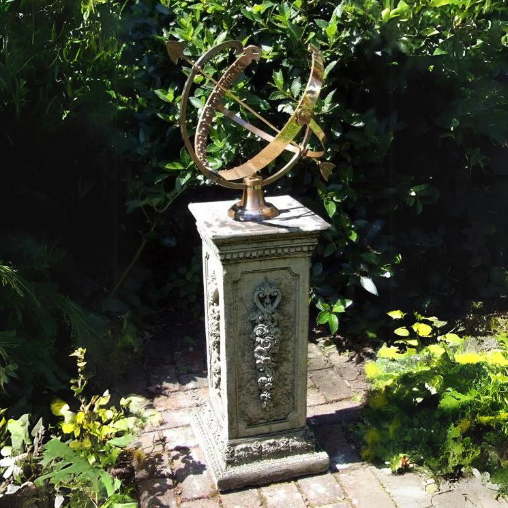 Large Floral Armillary Stone Garden Ornament