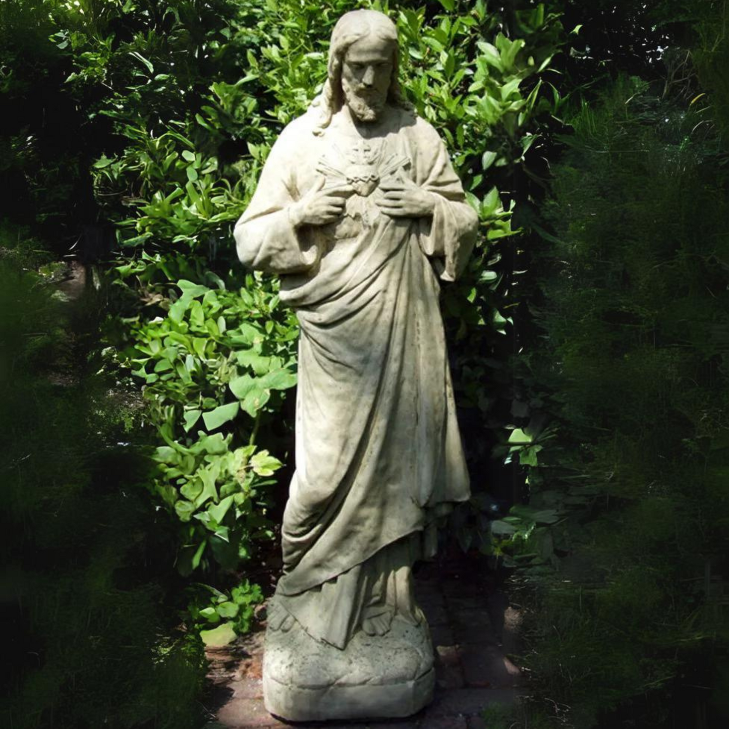 Large Sacred Heart Stone Garden Sculpture