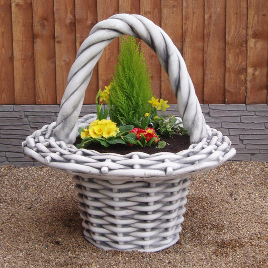 Large Weave Basket Planter Garden Ornament