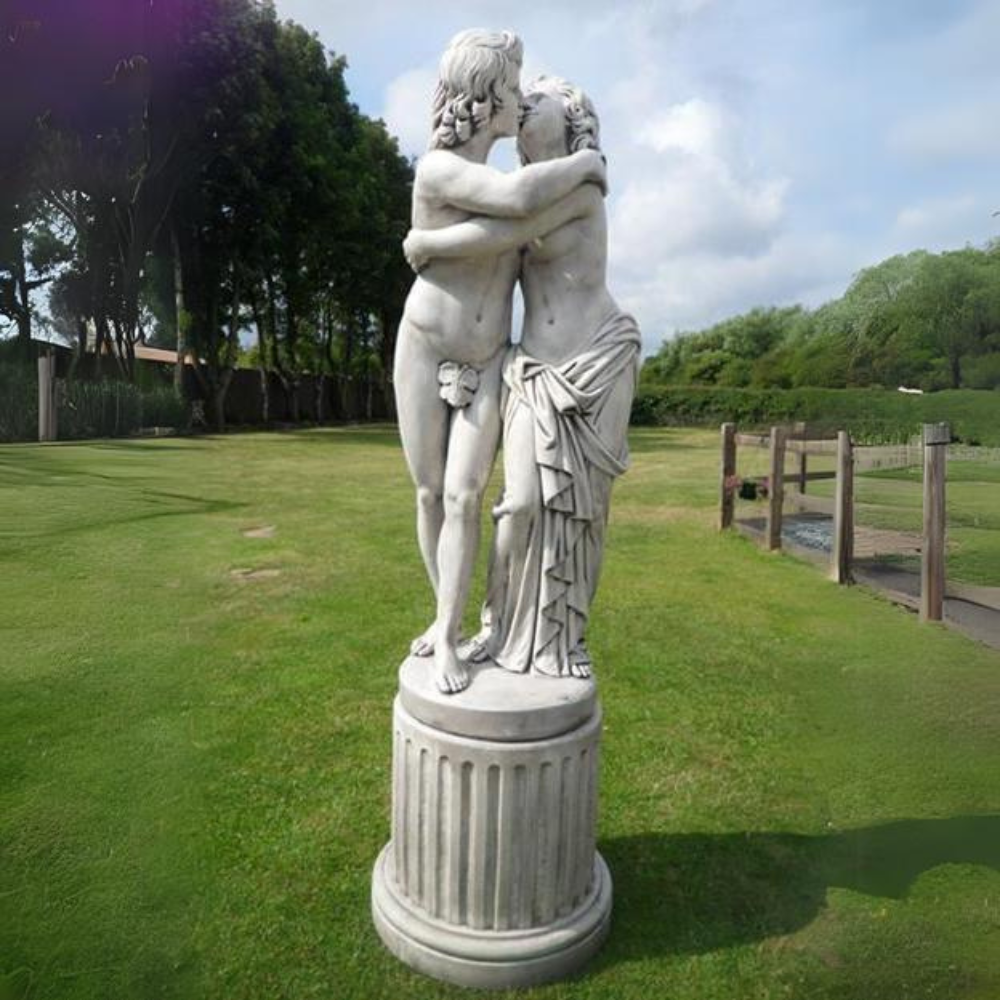 The Lovers Statue and Plinth Stone Garden Ornament