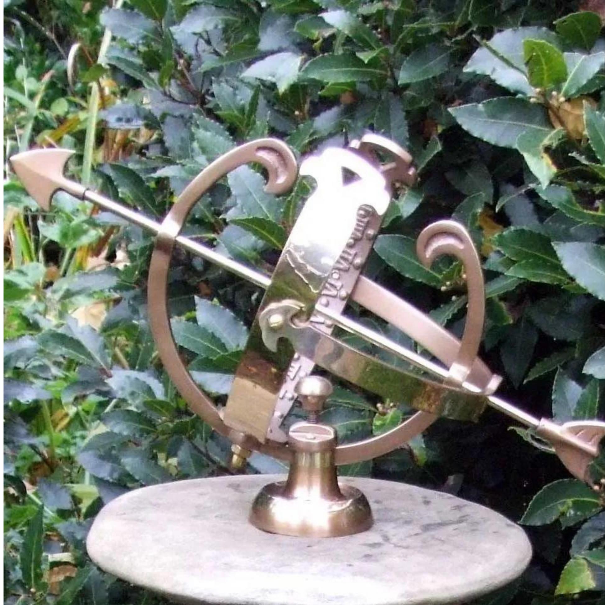 Medium Pedestall Armillary Stone & Brass Garden Ornament