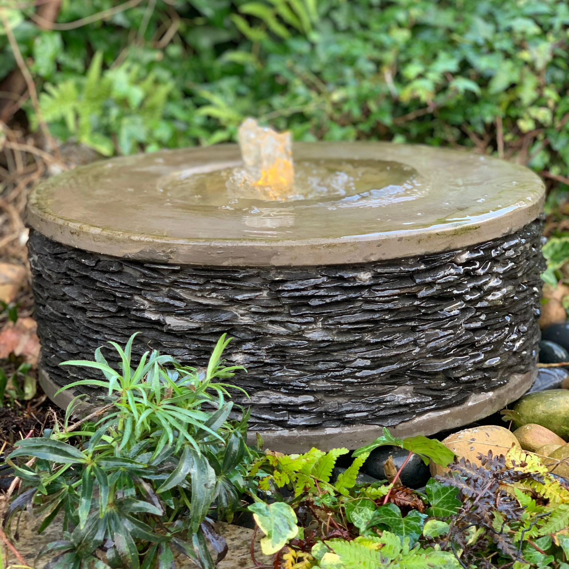 Natural Slate Surface Millstone Garden Water Feature