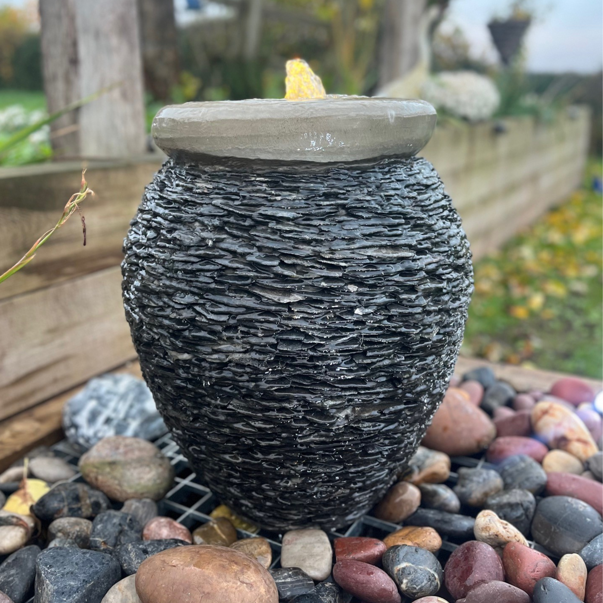 Natural Slate Urn Garden Water Feature – Regal Gardens