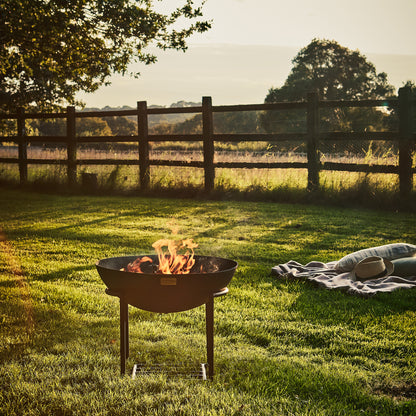 Outdoor Cast Iron Fire Pit on Stand in Black Iron