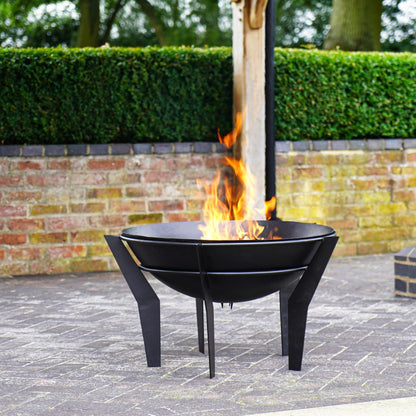 Outdoor Metal Kendal Fire Pit on Stand in Black