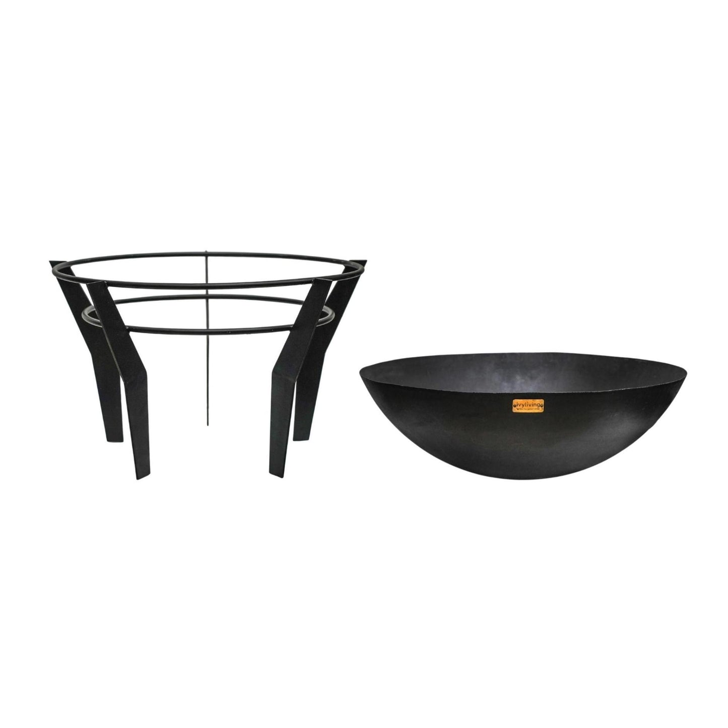 Outdoor Metal Kendal Fire Pit on Stand in Black