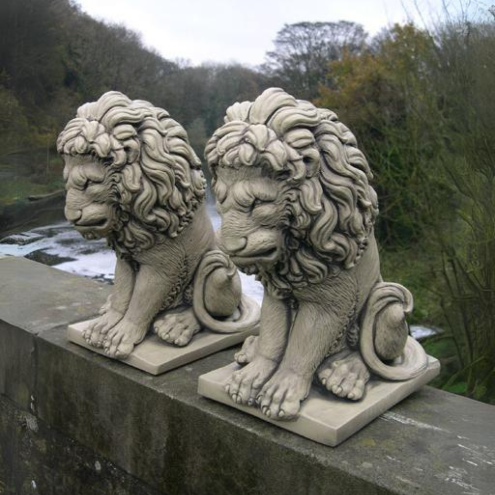 Large Sitting Lions Pair