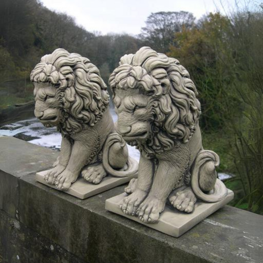 Large Sitting Lions Pair