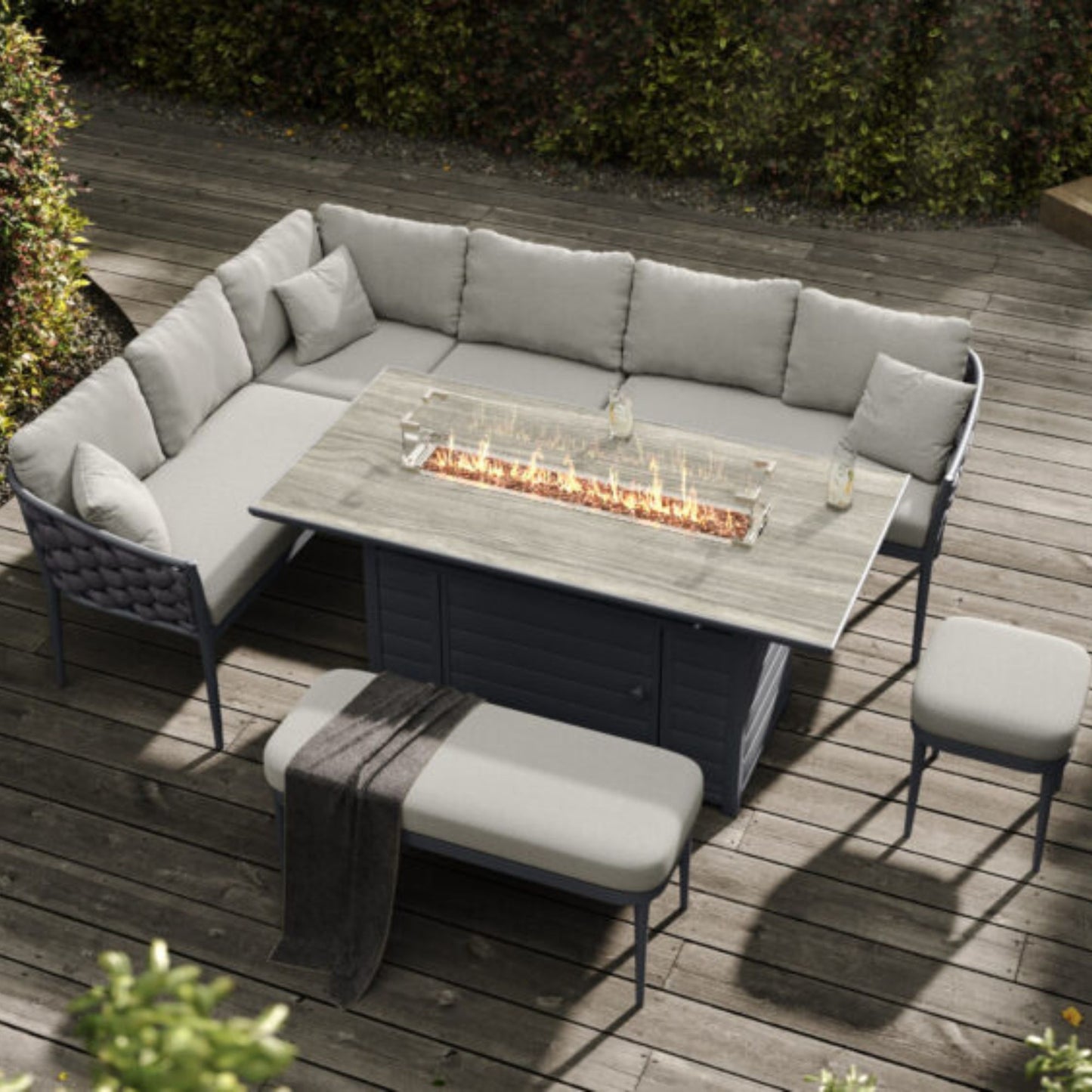 Pembroke Rectangular Casual Dining Firepit Set