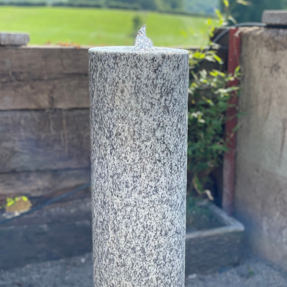 Polished Grey Granite Column Water Feature