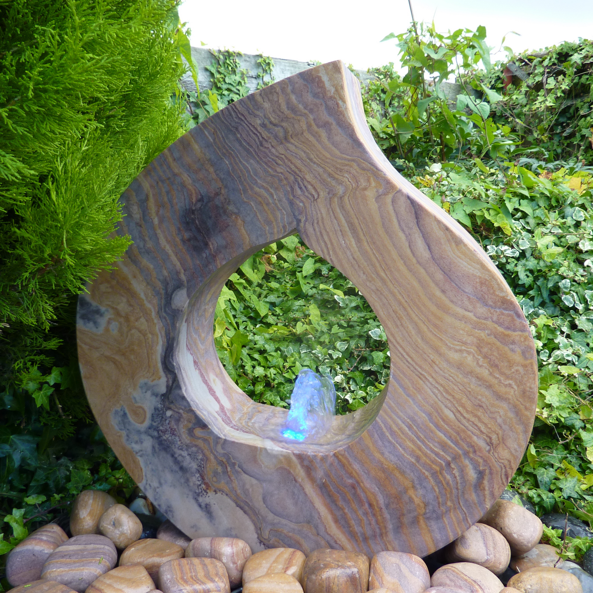 Rainbow Babbling Flame Garden Water Feature