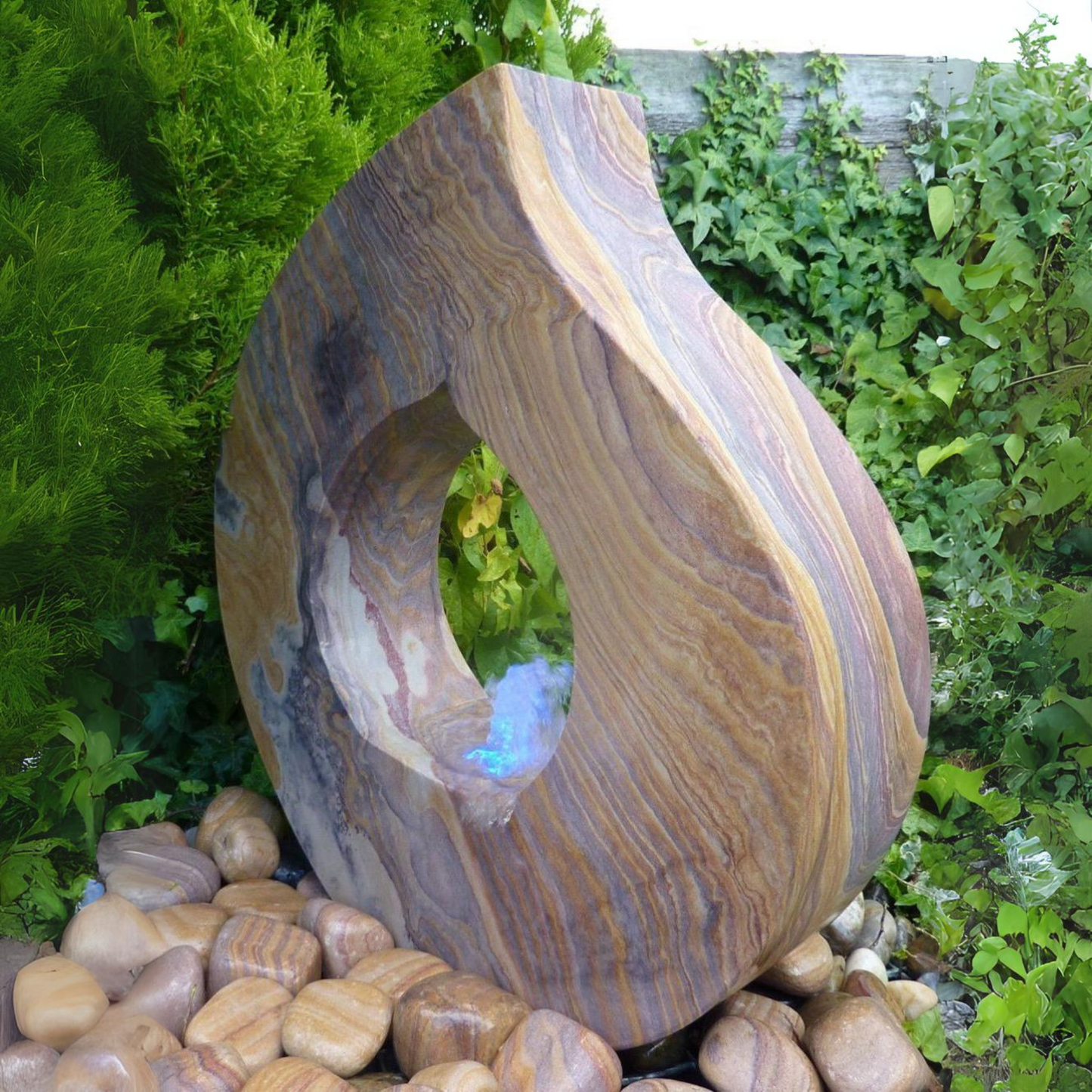 Rainbow Babbling Flame Garden Water Feature