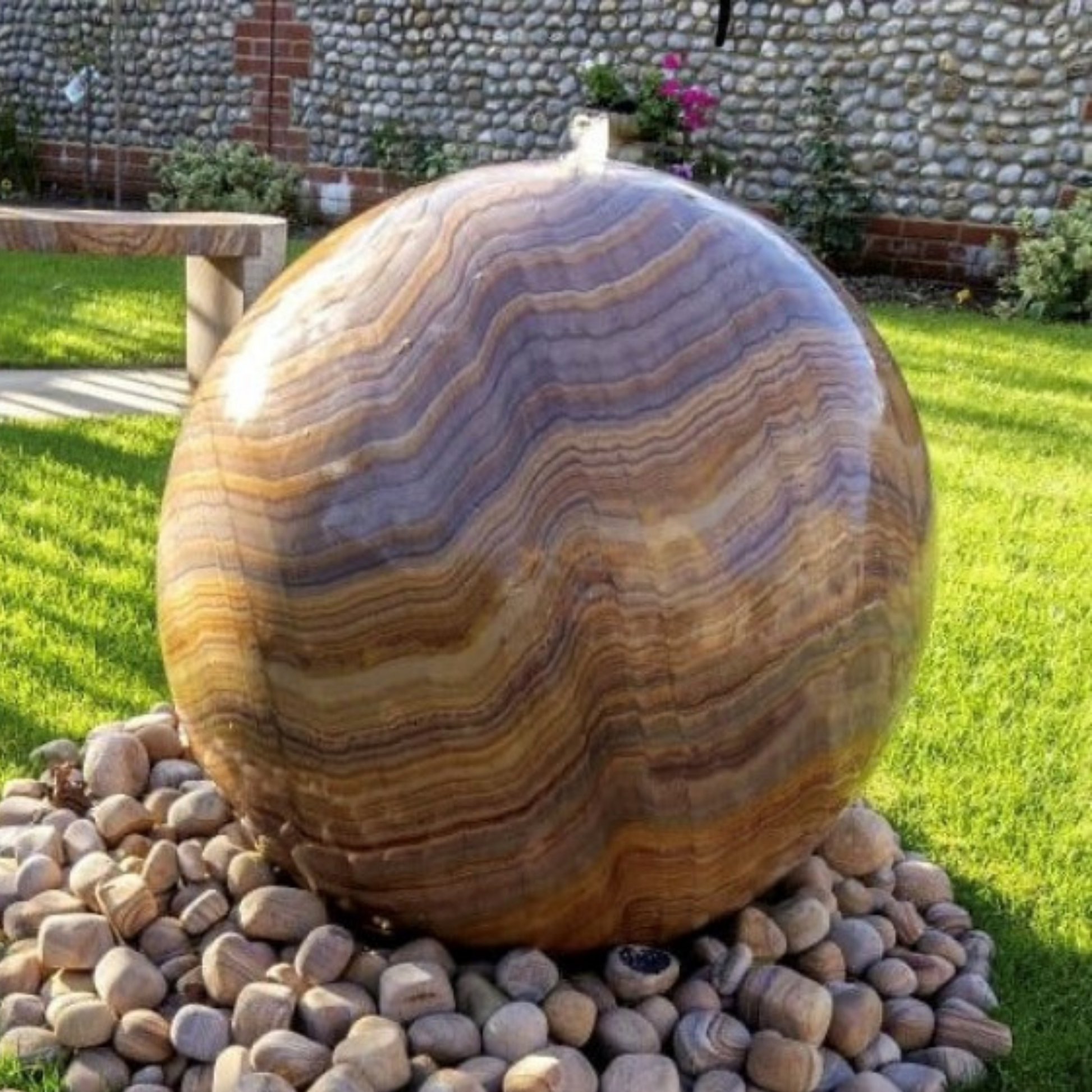 Rainbow Sandstone Sphere Garden Water Feature