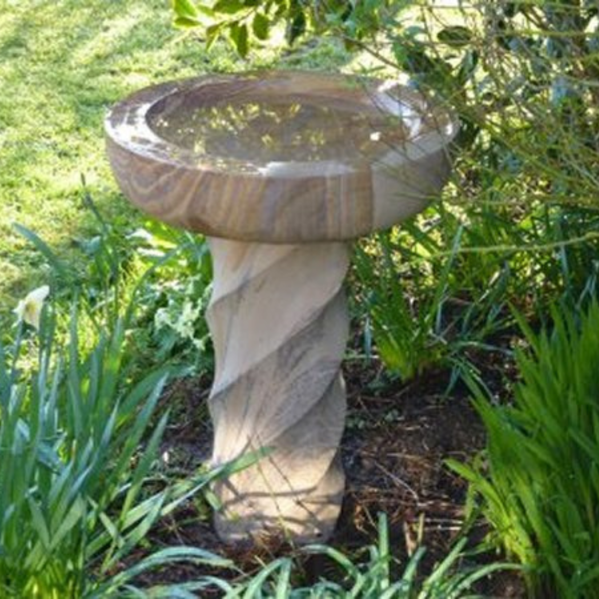 Rainbow Sandstone Twirl Column Bird Bath
