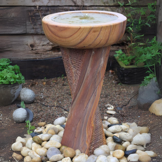 Rainbow Sandstone Twist Bowl Garden Bird Bath Water Feature