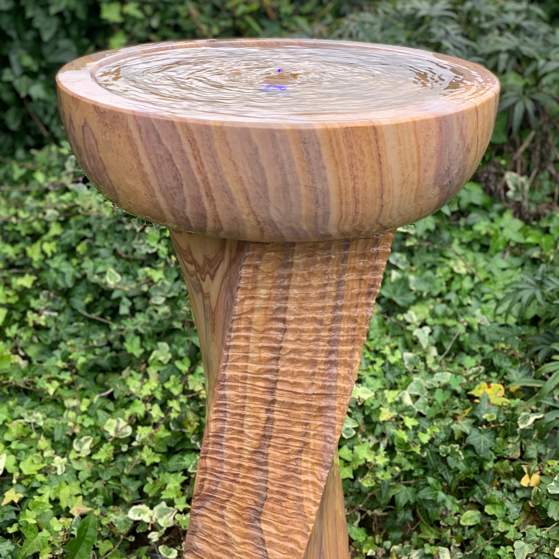 Rainbow Sandstone Twist Bowl Garden Bird Bath Water Feature